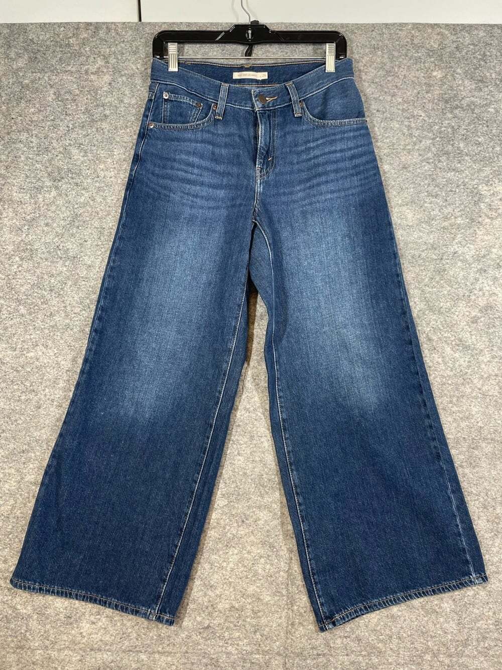 Levi’s Middy Wide Leg Sz 26 Wash Jeans High Rise Denim Y2K Comfy Casual Chic - Picture 2 of 15